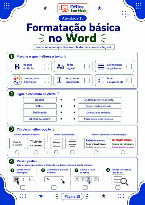 Atividade 15 — Formatação básica no Word