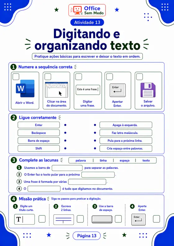 Atividade 13 — Digitando e organizando texto no Word
