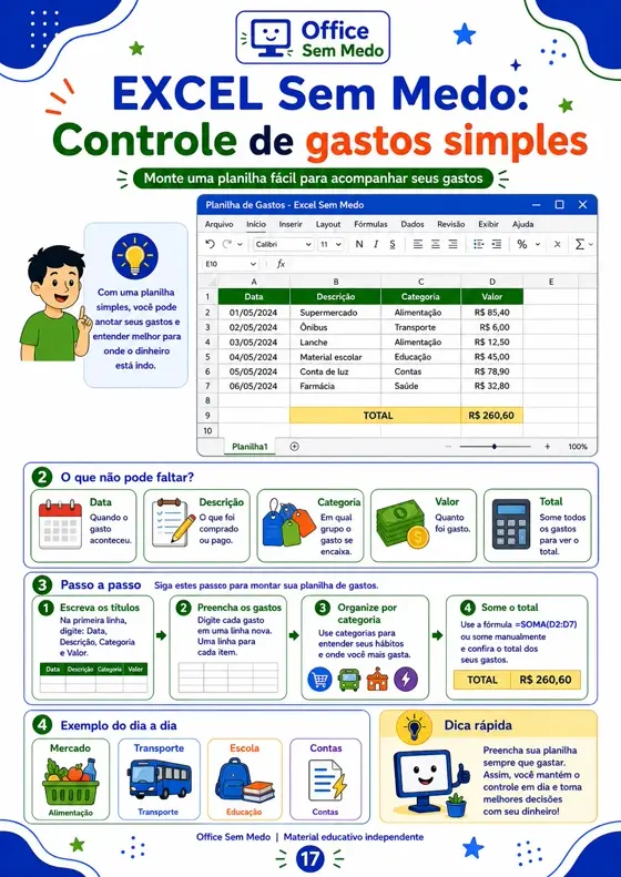 Excel — Controle de gastos simples